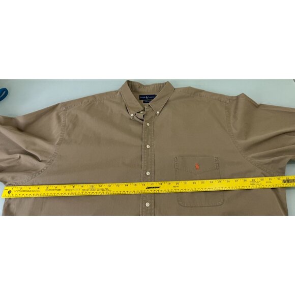 Polo Ralph Lauren Shirt Mens 4XLT Big & Tall Khaki Tan Short Sleeve Button Down - Picture 4 of 8